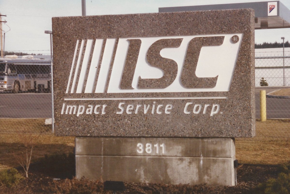 Precast monument sign with cast-in logo