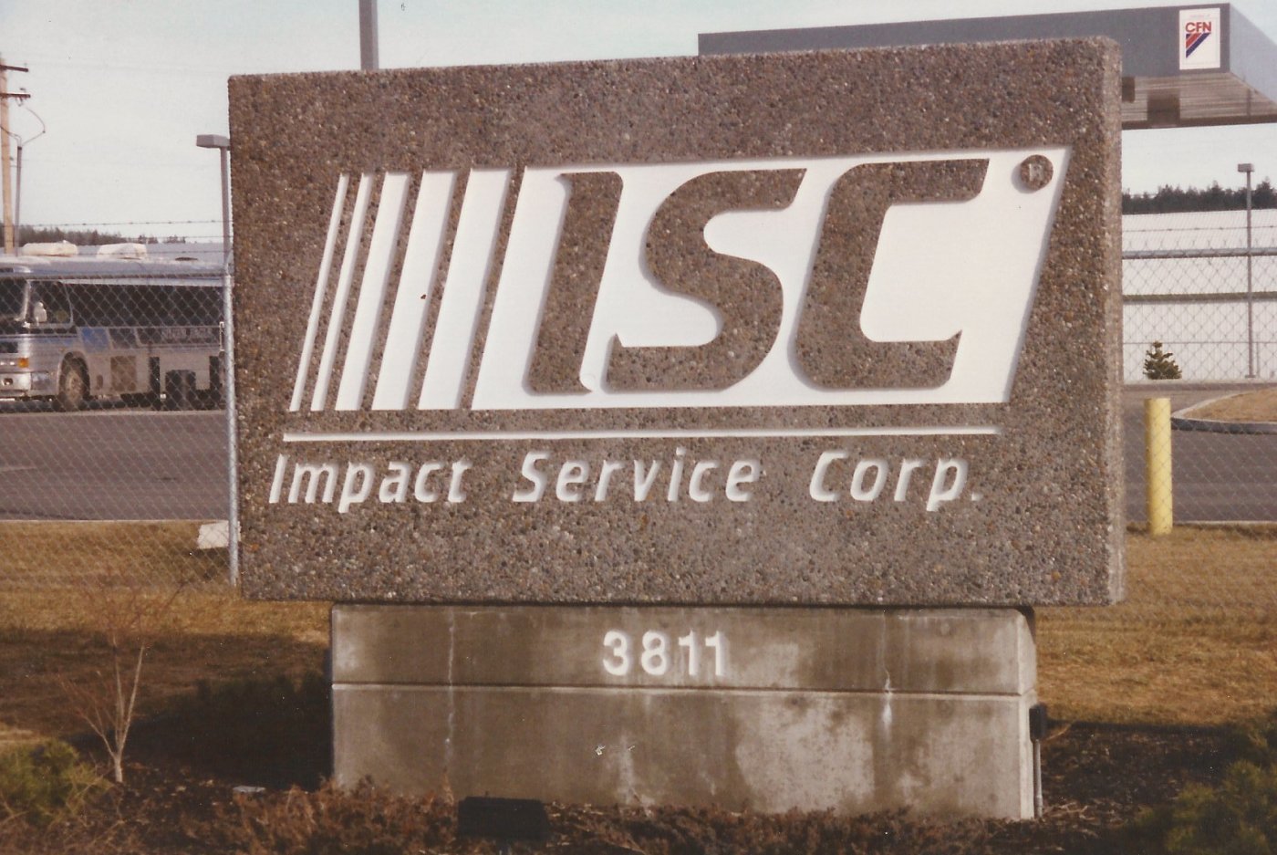 Precast monument sign with cast-in logo