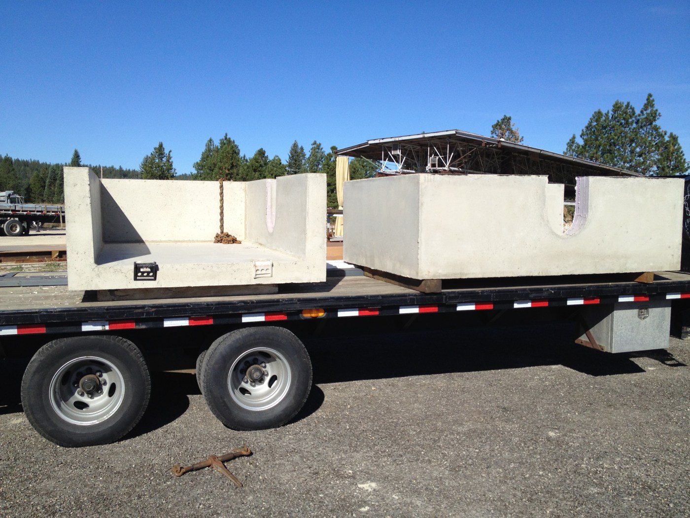 Precast pieces loaded on a Precast by Design flatbed for delivery