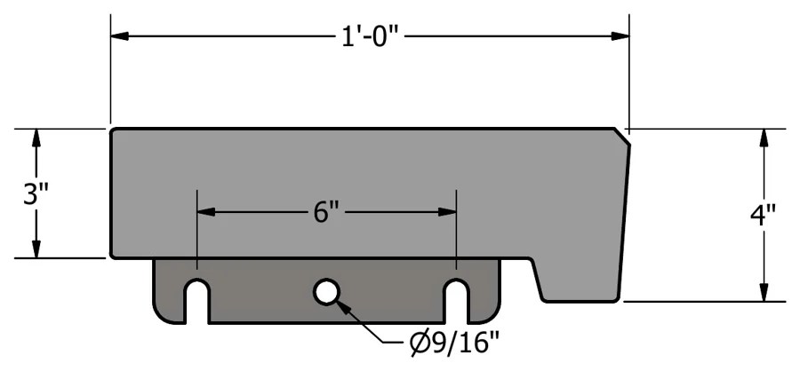 Model #1 cross-section with dimensions