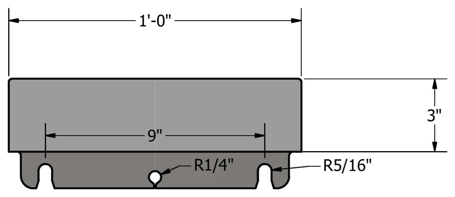 Model #10 cross-section with dimensions