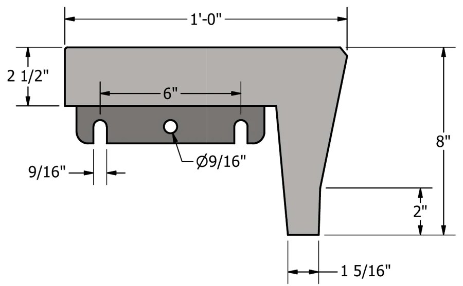 Model #2 cross-section with dimensions