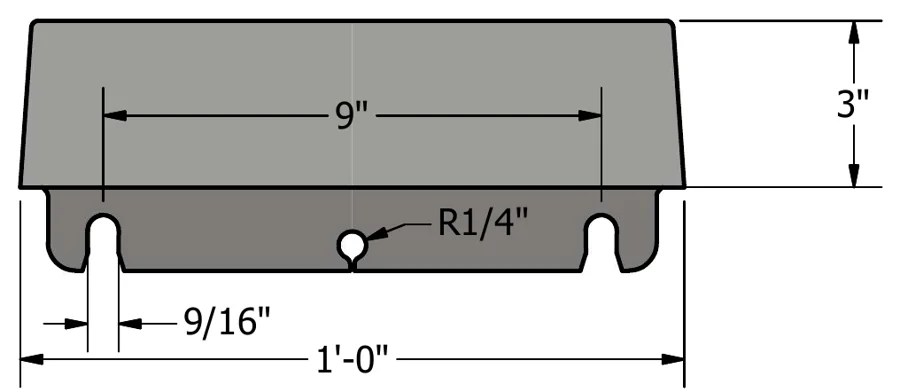Model #7 cross-section with dimensions